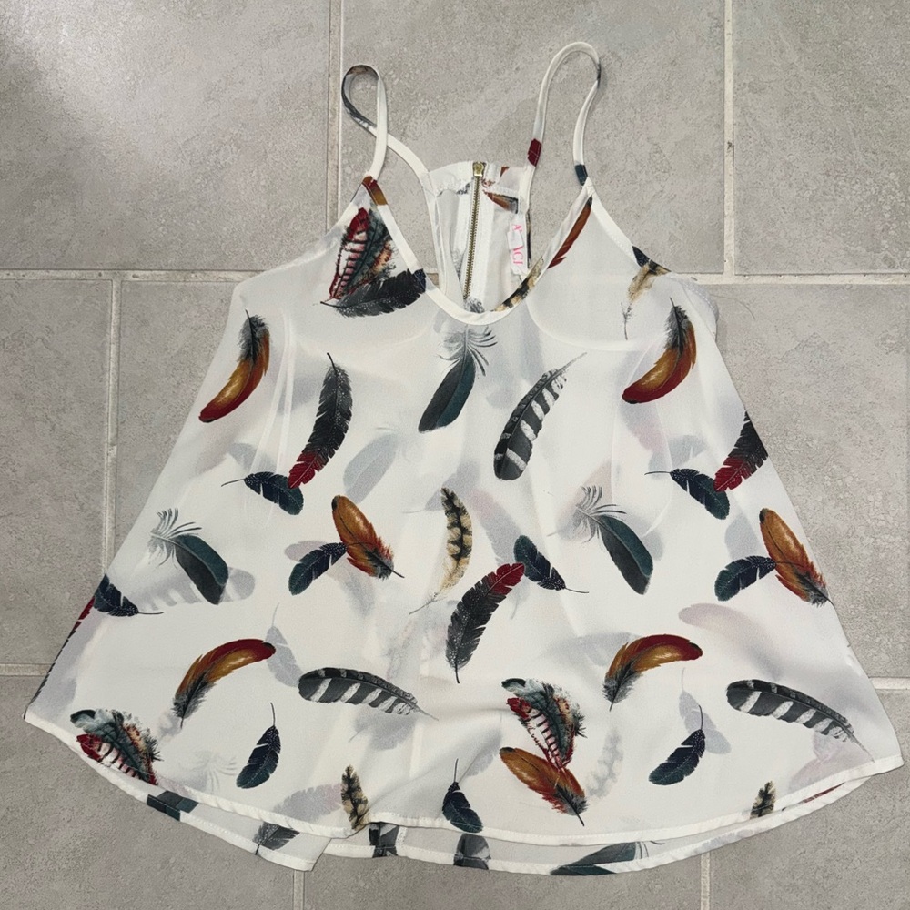 a'gaci Multicolor Feather Print Camisole